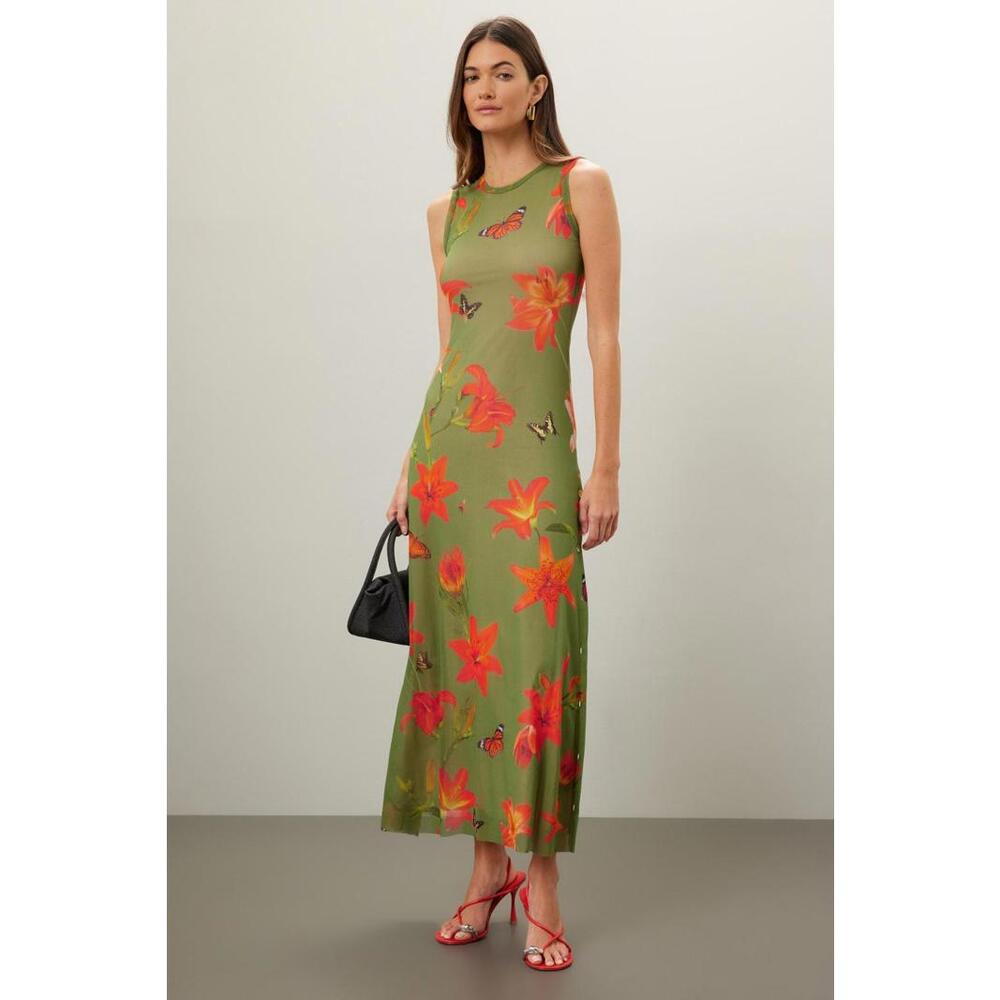 Fuzzi Abito Dress Size L Green with hole